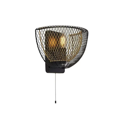 Image of Searchlight Honeycomb 1 Light Double Layered Mesh Wall Black Outer with Gold Inner