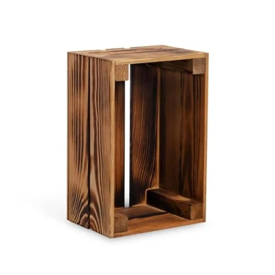 Image of PINEEA Wooden Box Small Wine Crates Decorative Boxes Fruit Vintage Flamed 30 x 20 15 cm