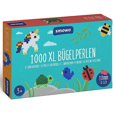 Image of Smowo® Large 10 mm Ironing Beads 1000 Pieces for Children from 3 Years 7 Colourful Colours XL Creative Bead Set