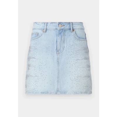 Image of ONLY Onlstella Rhinestone Short Skirt Mini skirt, Women&#039;s, Size: XS, Light blue denim