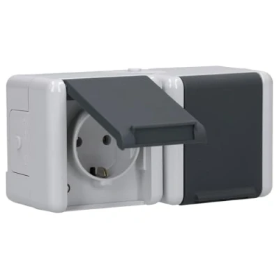 Image of Jung 8220W SCHUKO socket outlet 2fach, waagerecht, bruchsicher, grau, WG800