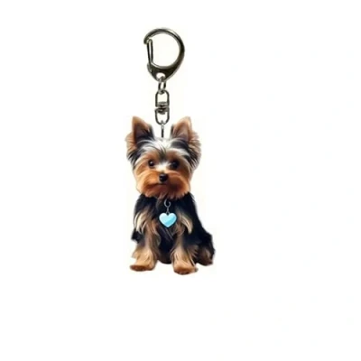 Image of CMJ™ Flat Acrylic Yorkshire Terrier Keyring Gift for Dog Lovers Breed 2D Keychain
