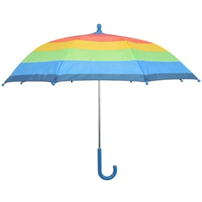 Image of Drizzles Childrens Multi Striped Umbrella with Crook Handle Blue