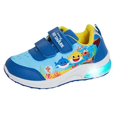 Image of Pinkfong Boys Baby Shark Light Up Sports Trainers Blue 13 UK Child/EU 32
