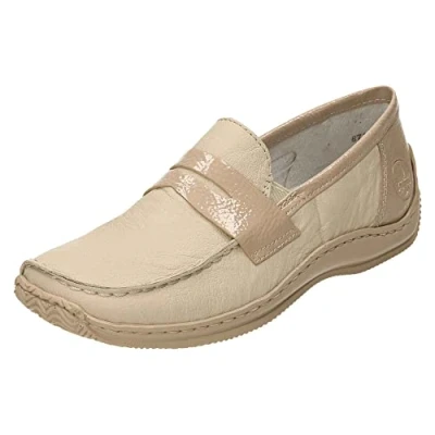 Image of Rieker L1752 60 Leather Loafer Flat Shoes 6 UK Beige