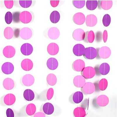 Image of ATST 4M STRING PAPER BUNTING GARLAND PARTY DECORATION (Pink &amp; Purple Circle Seller SKU)