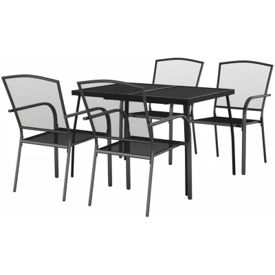 Image of vidaXL 5 Piece Garden Dining Set Anthracite Steel