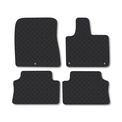 Image of Rubber Car Mats Compatible with Kia Sorento Non Hybrid (2020 ) Tailored Fit Floor Set Accessory Black Custom 4 Pieces Clips Anti Slip Backing, Heavy Duty &amp; Waterproof