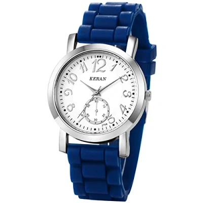 Image of JewelryWe 7PCS Silicone Band Colorful Jelly Wristwatch Round Analog Quartz Casual Watches for Men Women Students Teens