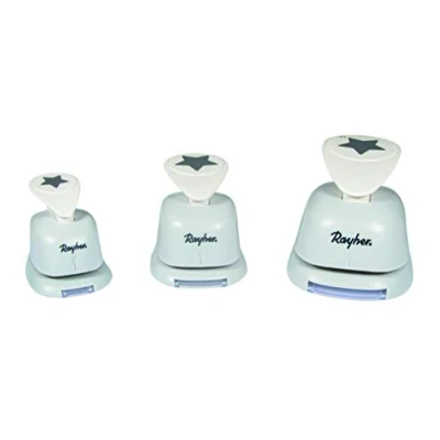 Image of Rayher Paper Craft Punch Set with Star Design, 3 Lever Punches in Different Sizes for Card Making and Scrapbooking, 1.6cm, 2.54cm, 3.81cm, 69182000
