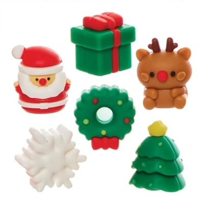 Image of Baker Ross FN346 Christmas Erasers Pack of 12, Party Bag Fillers for Kids