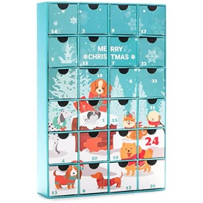 Image of BRUBAKER Advent Calendar for Dogs DIY Christmas Treats, Snacks, Sweets Or Other Surprises Your Four Legged Friend Family Pet with 24 Doors