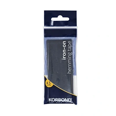 Image of KORBOND Black Tape 4.5m x 2cm, Bonding and Craft Projects No Sewing Required Ideal, Jeans, Work Trousers, Badges &amp; School Clothes Repair Hem in Seconds