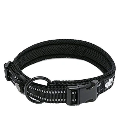 Image of WINHYEPET True Love Dog Collar Reflective Sandwich lining Nylon Webbing Comfortable and Safe Adjustable Buckle convenient used for walking Samll/Medium/Large neck ring TLC5011(Black,XL)
