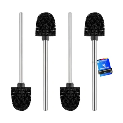 Image of Ibergrif 4PCS Toilet Brushes Replacement, Stainless Steel Handle for Bathroom, with Strong Dense Bristles M34155