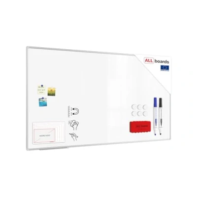 Image of ALLboards Magnetic Whiteboard 180x100cm with Silver Aluminium Frame Premium Expo, White Board Wipe Dry Erase Wall Mounted Office School Classroom Kids Noticeboard