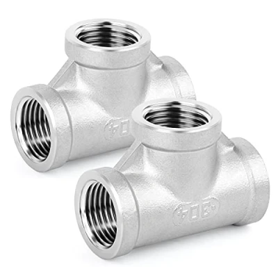 Image of ERGAOBOY 2 Pcs Stainless Steel Tee Pipe Fittings, 1/4&quot; x BSP Female Fittings