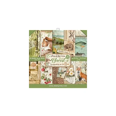 Image of Stamperia International KFT Paper Pad 10 Sheets Double Sided Forest, Multicoloured, 30.5 x (12&quot; 12&quot;)