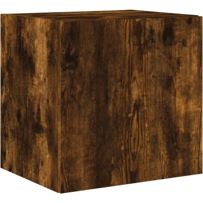 Image of vidaXL TV Wall Cabinet with LED Lights Smoked Oak 40.5x35x40 cm