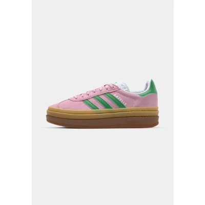 Image of adidas Originals Gazelle BOLD Trainers, Women&#039;s, Size: 3, True pink/green/cloud white Suede