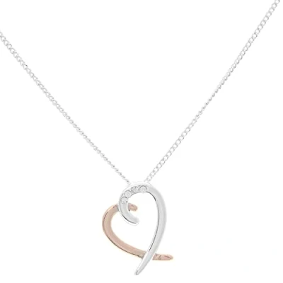Image of Polished Two Tone Layered Heart Necklace
