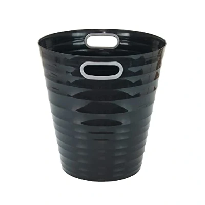 Image of Waytex 931073 Office Bin Black Plastic Waste Paper Modern Design for Office, Bedroom, Bathroom Capacity 12.5 L Colour