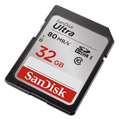 Image of SanDisk SDSDUNC 032G GN6IN Ultra SDHC Memory Card Up to 80 MB/s, Class 10, U1, 32 GB, Black/Grey