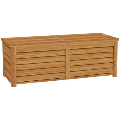Image of Outsunny 292L Outdoor Storage Box, Wooden Deck Box Garden Container for Balcony, Porch, Poolside, Light Brown