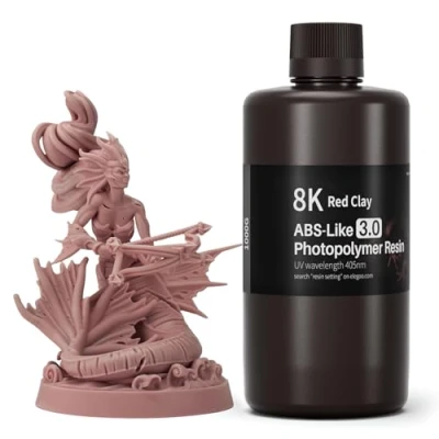 Image of ELEGOO 8K ABS Like 3.0 3D Printer Resin Red Clay 1000g, 405nm UV Cured for Enhanced Strength, Toughness, Precision &amp; Low Viscosity LCD/DLP Printing