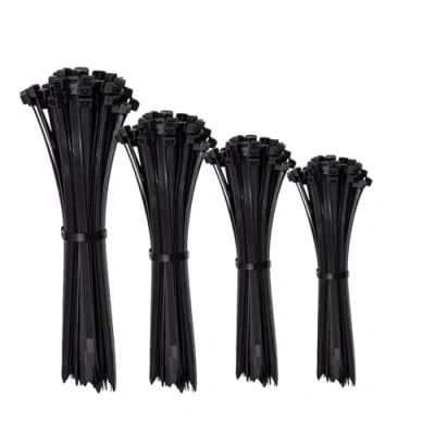 Image of ERKO Set of 200 Professional Cable Ties 100 x 2.5; 150 3.6; 300 3.6 mm UV Resistant Holder for in Black, Temperature Resistant, Chemical Resistance