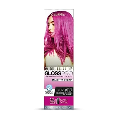 Image of Colour Freedom Gloss Pro 150ml Magenta Semi Permanent Hair Ultra Vibrant Vegan Mask with PurePlex Ammonia Free Lasts Up To 6 10 Washes
