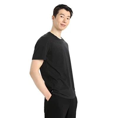Image of Icebreaker Men&#039;s Natural Blend Central Classic Slim Fit T Shirt for Everyday Use, Gym &amp; Training Black, S