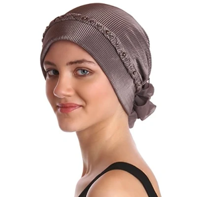 Image of Deresina Women Braided Beaded Chemo Turban for Hair Loss (Mink One Size)