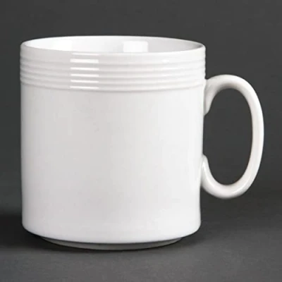 Image of Olympia Linear Mugs 220Ml 8Oz 85X80mm Porcelain White Coffee Tea Cup 12pc