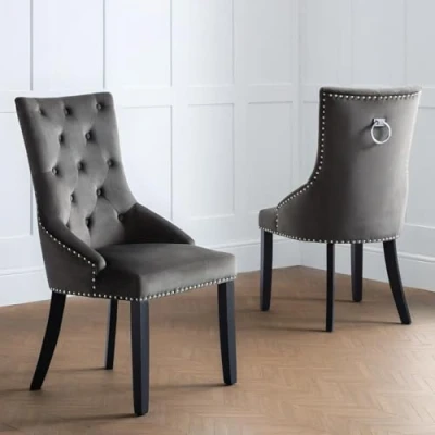 Image of Julian Bowen Set of 2 Veneto Chairs, Metal, Grey, One Size