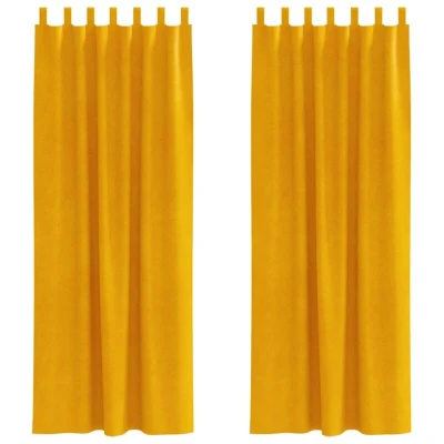 Image of vidaXL Blackout Curtains with Hanging Loops 2 pcs Mustard Yellow Velvet