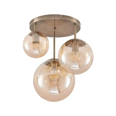 Image of Lindby Teeja ceiling lamp, 3 glass balls, amber