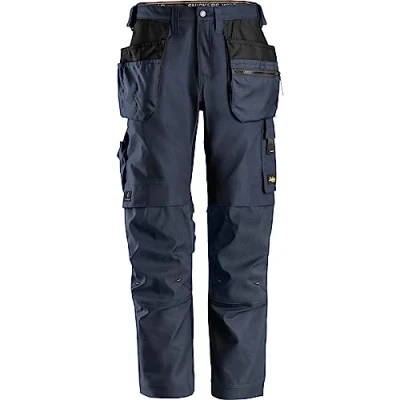 Image of Snickers AllroundWork Canvas+ Stretch Work Trousers+ Holster Pockets Navy/Navy 100