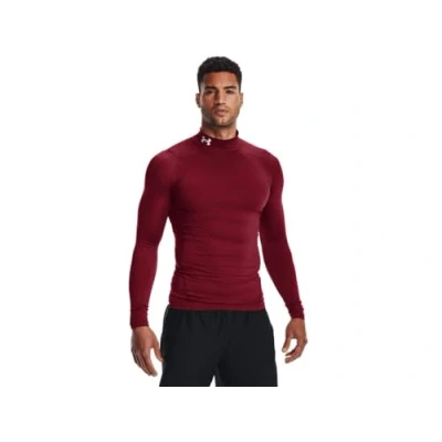 Image of Under Armour Men&#039;s ColdGear Compression Mock, Cardinal (625)/White, 3XL