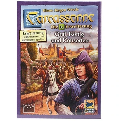 Image of Hans im Glück, Carcassonne Count, King and Consorts, 6th Expansion, Family Game, Board 2 6 Players, Ages 7+, 40+ Minutes, German