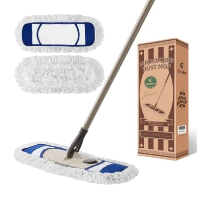 Image of Eyliden Dust Mop, Microfiber Mops for Floor Cleaning, with Hight Adjustable Handle and 2 Washable Pads, Wet &amp; Dry Cleaning Mop Hardwood, Tiles, Laminate, Vinyl Broom