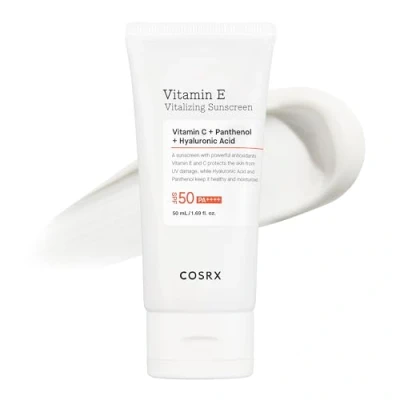 Image of COSRX Daily SPF 50 Vitamin E Vitalizing Sunscreen for Face, UVA/UVB Protection, Lightweight, No White Cast All Skin Tones, Semi Matte Finish, Sebum Balancing, Korean SkinCare