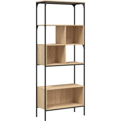 Image of vidaXL Bookcase 5 Tier Sonoma Oak 76x33x188.5 cm Engineered Wood