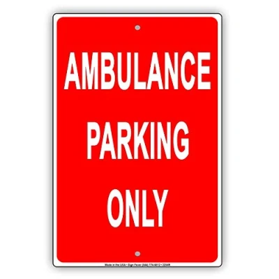 Image of Metal Tin sign 8x12 inches Red Background Ambulance Parking Only Reserved Alert Caution Warning Notice Aluminum