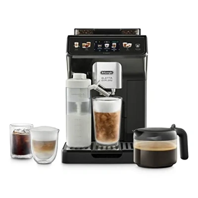 Image of De&#039;Longhi Eletta Explore Cold Brew ECAM452.67.G, Barista Coffee Machine with LatteCrema Hot and Cool, Espresso Machine, Automatic Bean Extraction, Pot Included, Dark Grey