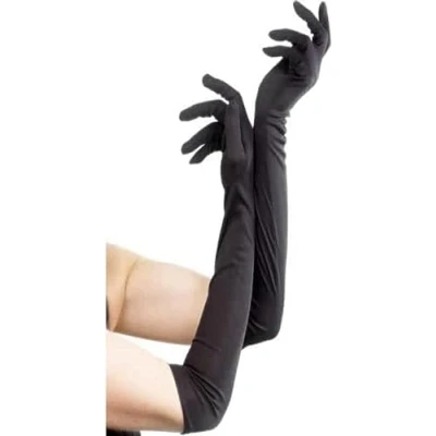 Image of Smiffys Gloves, Black Long, Fever Gloves Fancy Dress, Dress Up Accessories