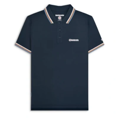 Image of Lambretta Mens Short Sleeve Polo Shirt (UK, Alpha, 4XL, Regular, Navy/White/Tobacco/Blue)