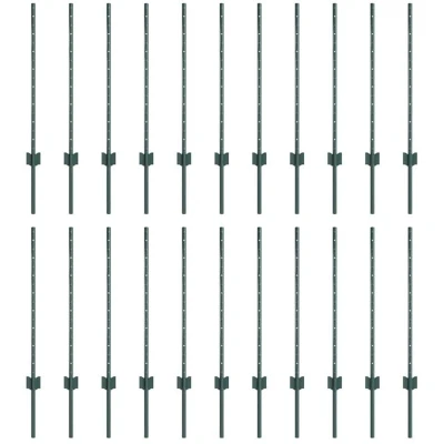 Image of vidaXL Fence Posts 22 pcs U Channel Green 120 cm Steel