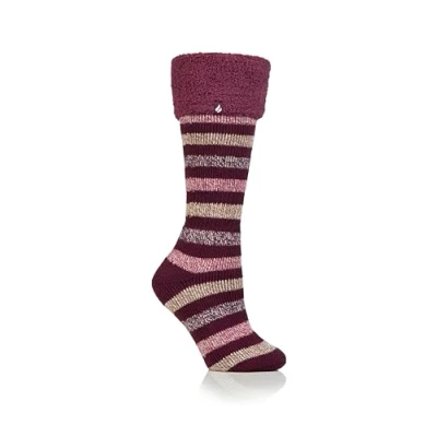 Image of Women&#039;s 1 Pair SOCKSHOP Heat Holders 2.3 TOG Hellebore Cosy Cuff Wellington Boot Socks Cabernet 4 8