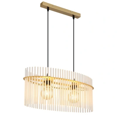 Image of Gorley Pendant Ceiling Light Gold Colours Matt Opal Glass Shade 2x E27
